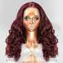 Shine Hair 13x4 99j Layered Wavy Bouncy Thick Lace Frontal Human Hair Wig