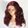 Shine Hair 13x4 99j Layered Wavy Bouncy Thick Lace Frontal Human Hair Wig