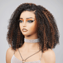 Last 5 Clearance Price 250% Density Ready to Go 9x6 Lace Glueless Brown Highlight Bob Kinky Curly Human Hair Wig