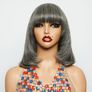7x5 Glueless Layer Salt & Pepper Color Bob Wig Straight