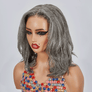 7x5 Glueless Salt & Pepper Bob Short Layered Wavy Wig