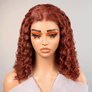 9x6 Glamor Glueless Red Brown Bob Curly Wig