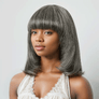 7x5 Glueless Layer Salt & Pepper Color Bob Wig Straight