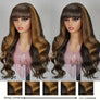Shine Hiar Wig Glueless Brown Highlight Brazilian Body Wave Fringe Wig