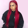 Burgundy Colored Straight Wig Human Hair Lace Wig 180% Density