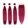 Burgundy Colored Straight Virgin Hair Extension Bundle Deal