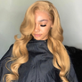 #27 Colored Body Wave Human Hair Lace Wig 180% Density