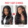 Pay 1 Get 2 Wigs, 4x4 closure fake scalp wig human unprocessed hair 150%, 200% density