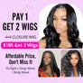 Pay 1 Get 2 Wigs, 4x4 closure wig human unprocessed hair 150%, 200% density