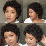 Glueless Short Pixie Cut Virgin Human Hair Full Machine Natural Curly Wig