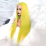 Green Colored Straight Human Hair Lace Wig 180% Density Pre-plucked Hairline