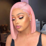 Pink Colored Hair Bob Wig Short Human Hair Wigs Pre-Plucked Hairline