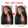 Pay 1 Get 2 Wigs, 4x4 closure fake scalp wig human unprocessed hair 150%, 200% density