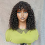 250% Density Curly Human Hair Wig With Bangs Brazilian Jerry Curly Wig For Women
