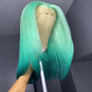 Green Colored Hair Bob Wig Short Human Hair Wigs Pre-Plucked Hairline