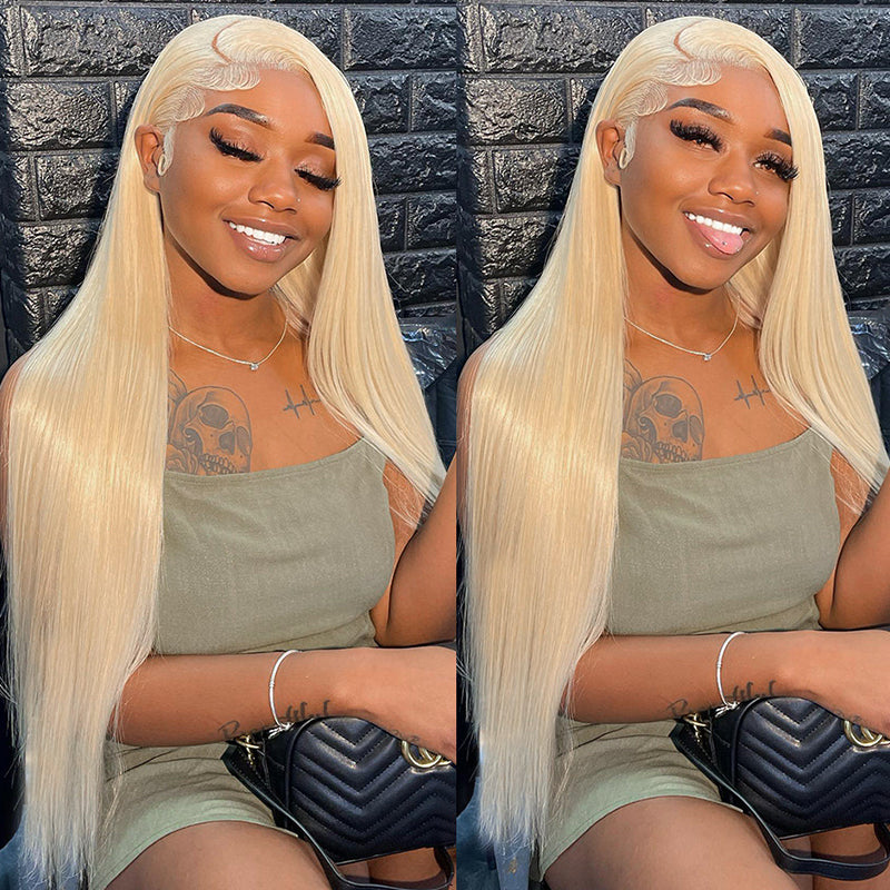 613 Blonde Wig Straight Human Virgin Hair 13×4 Lace Front Pre