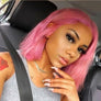 Pink Colored Hair Bob Wig Short Human Hair Wigs Pre-Plucked Hairline
