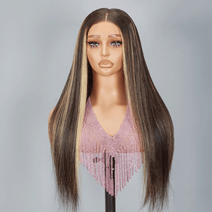 Shine Hair 9x6 Glueless Shiny Highlight Multi-color Straight Wig