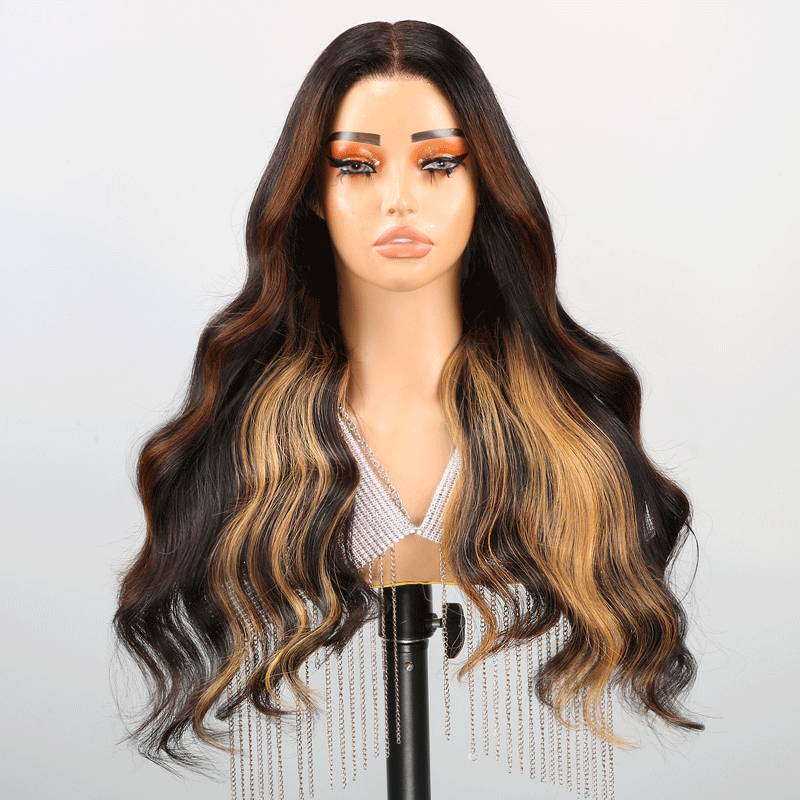 Shine Hair 9x6 Chic Glueless Blonde Highlight Body Wave Wig