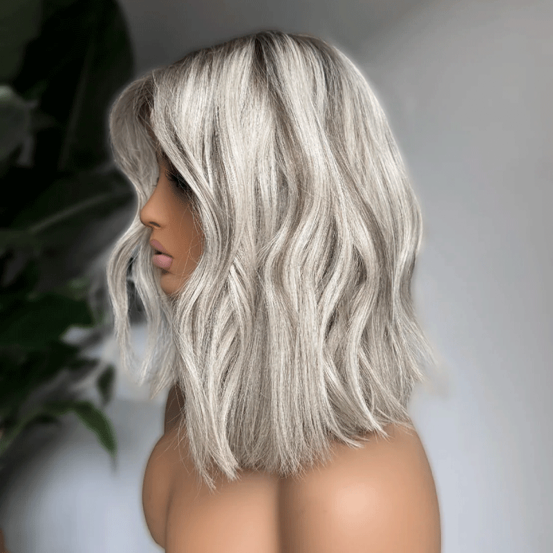 13x4 Glueless Blonde Color With Subtle Light Brown Bob Wig