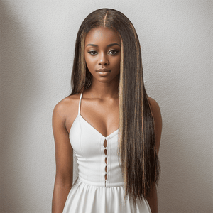 Shine Hair 9x6 Glueless Shiny Highlight Multi-color Straight Wig