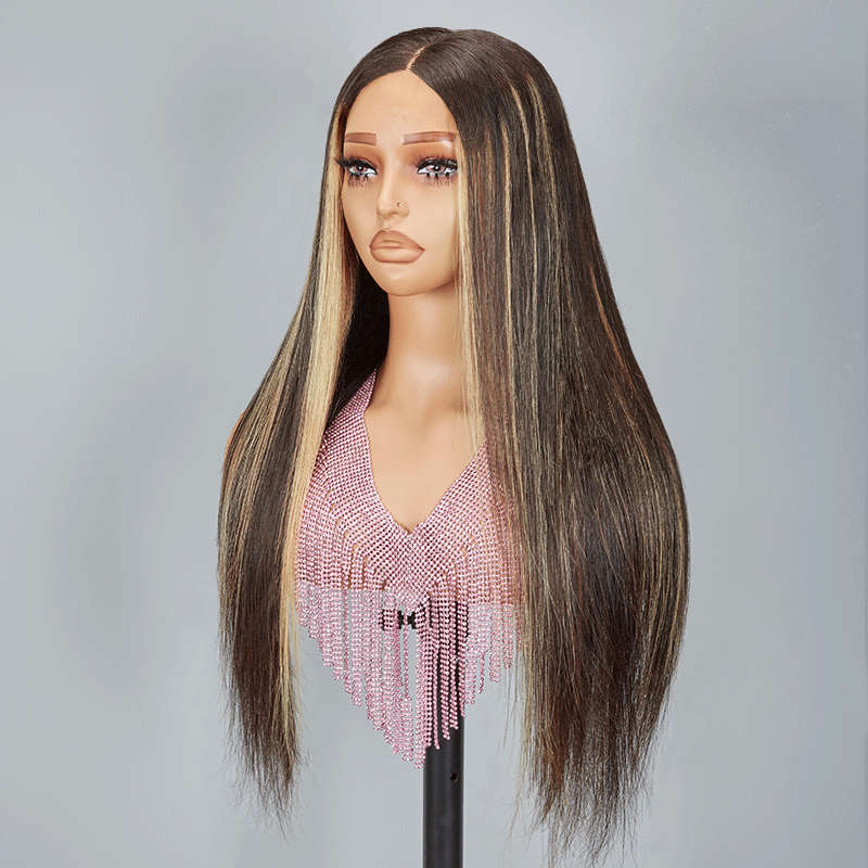 Shine Hair 9x6 Glueless Shiny Highlight Multi-color Straight Wig