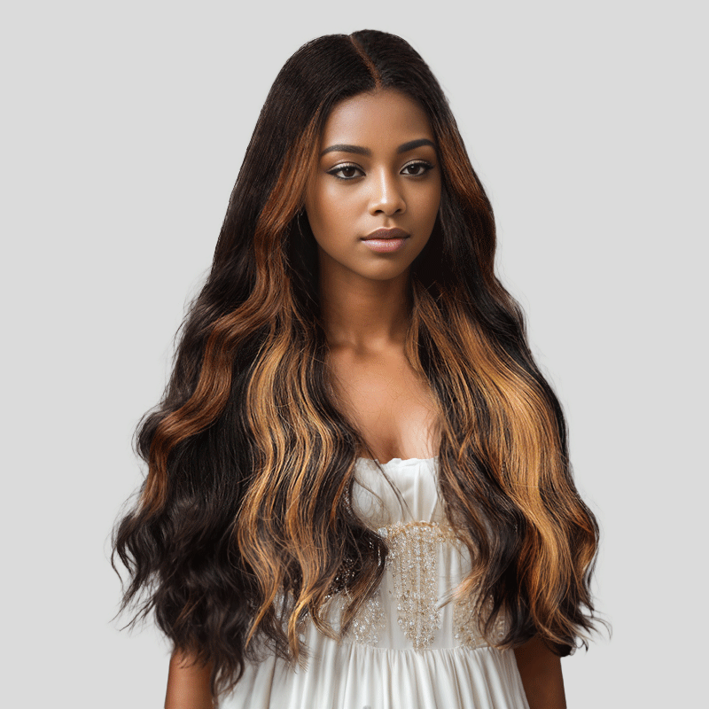 Shine Hair 9x6 Chic Glueless Blonde Highlight Body Wave Wig