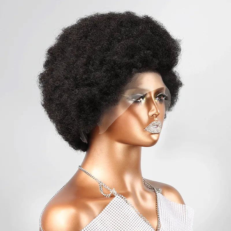 13x4 Lace Frontal Afro Kinky Curly Super Bounce Bob Human Hair Wig