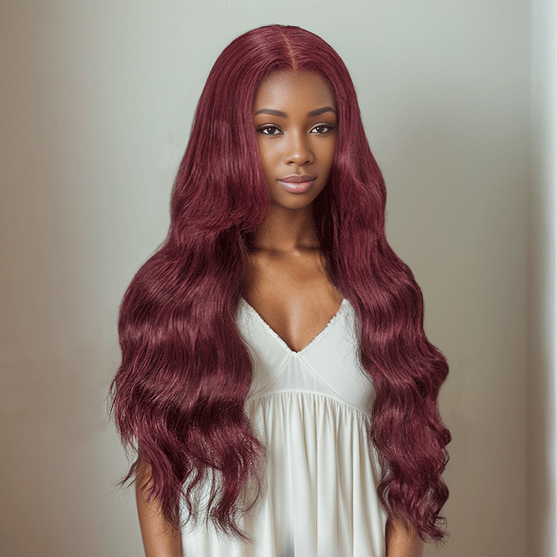 Shine Hair 9x6 Glueless 99J Color Pre-All Body Wave Wig