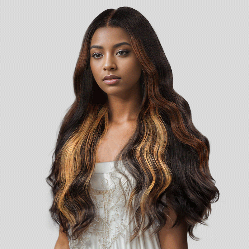 Shine Hair 9x6 Chic Glueless Blonde Highlight Body Wave Wig