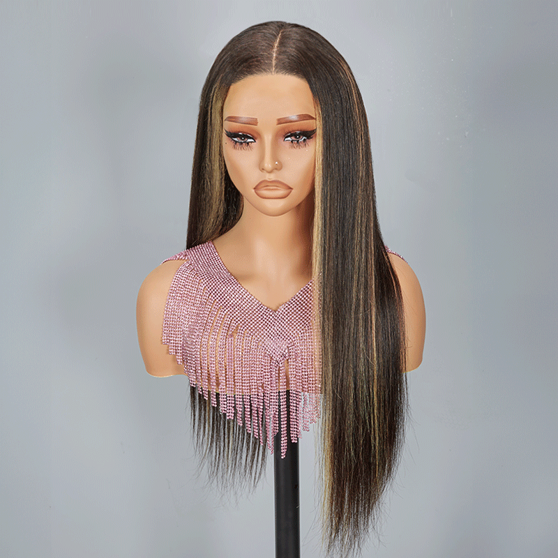 Shine Hair 9x6 Glueless Shiny Highlight Multi-color Straight Wig