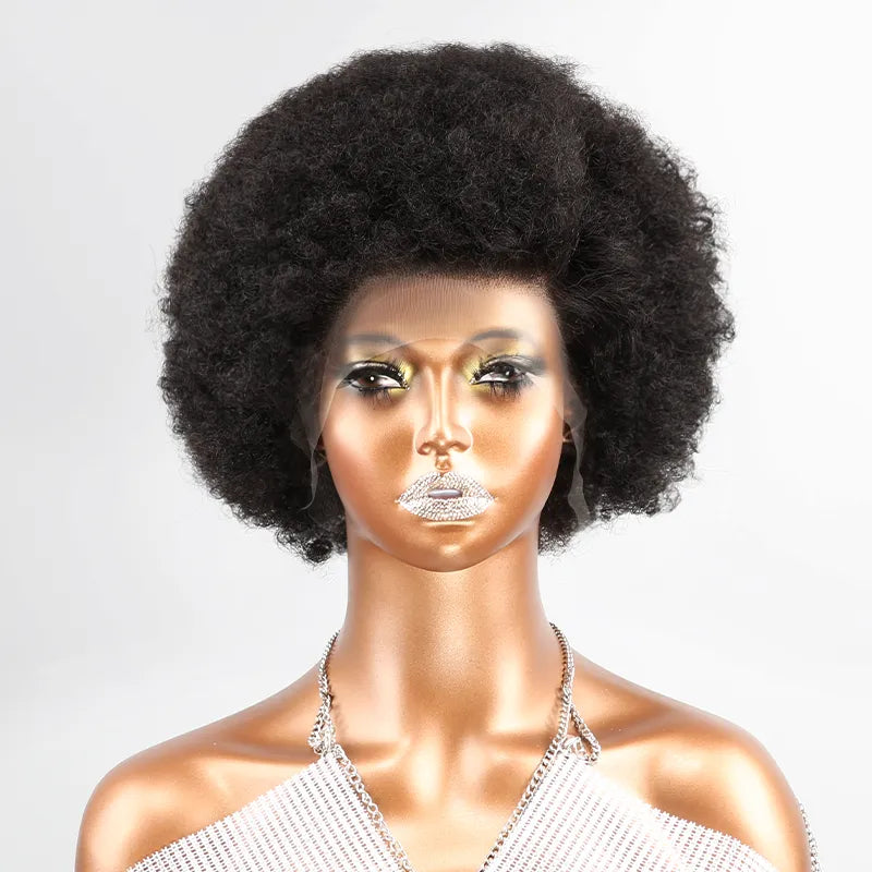 13x4 Lace Frontal Afro Kinky Curly Super Bounce Bob Human Hair Wig
