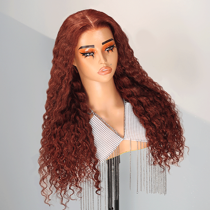 Shine Hair 9x6 Glueless Hottest Micro Knots Reddish Brown Curly Wig