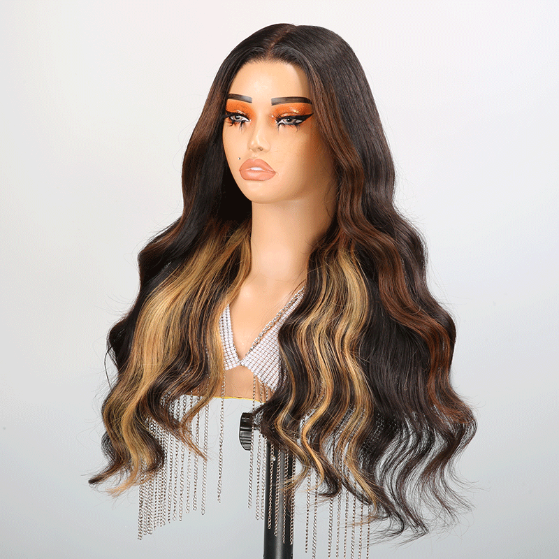 Shine Hair 9x6 Chic Glueless Blonde Highlight Body Wave Wig