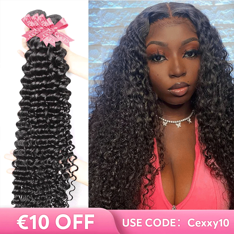 CEXXY Popular Series Transparent 4*4 Closure + 10A Brazilian Virgin Hair Deep Wave 3 Bundles