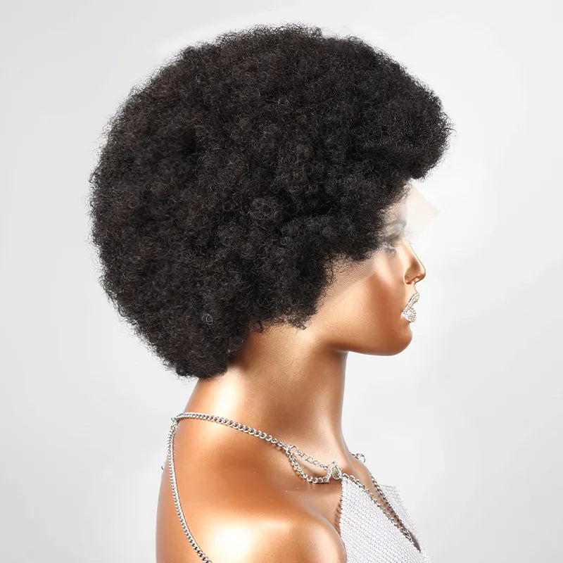13x4 Lace Frontal Afro Kinky Curly Super Bounce Bob Human Hair Wig