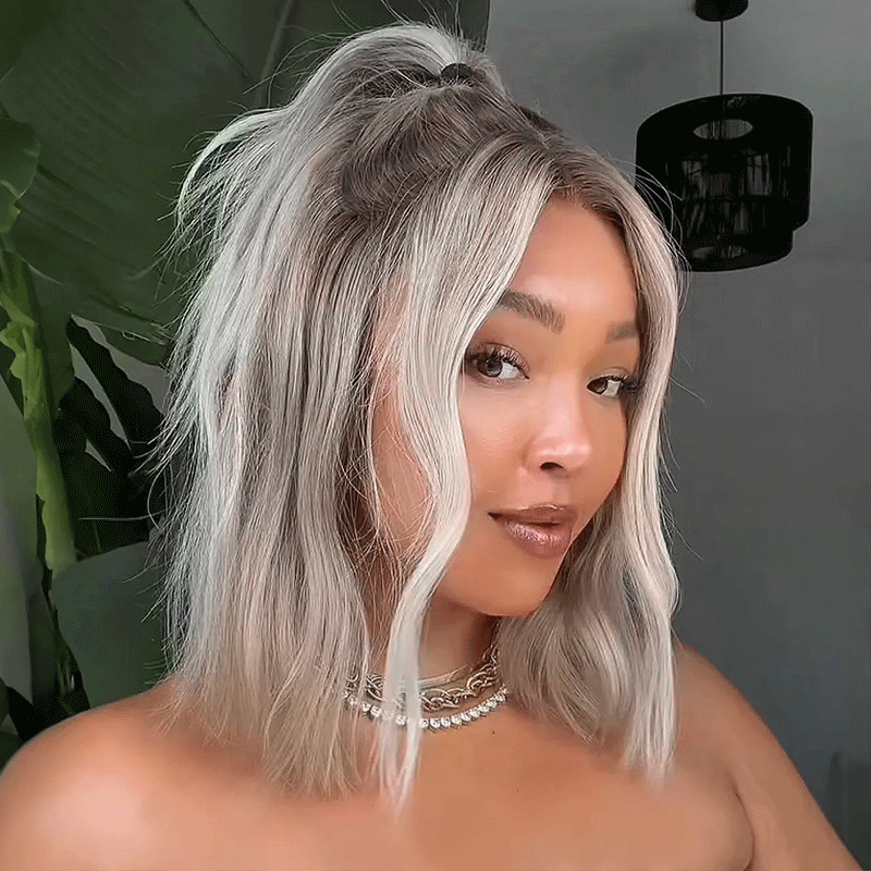 13x4 Glueless Blonde Color With Subtle Light Brown Bob Wig