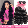 CEXXY Popular Series Transparent 4*4 Closure + 10A Brazilian Virgin Hair Loose Wave 3 Bundles
