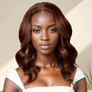 7x5 13x4 Layered Glueless Chocolate Brown Micro Knots Bob Wig Body Wave - SHINE HAIR WIG