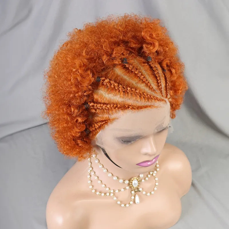 13x4 Lace Afro Curly 5 Colors Bob Braided Hair Wig Human