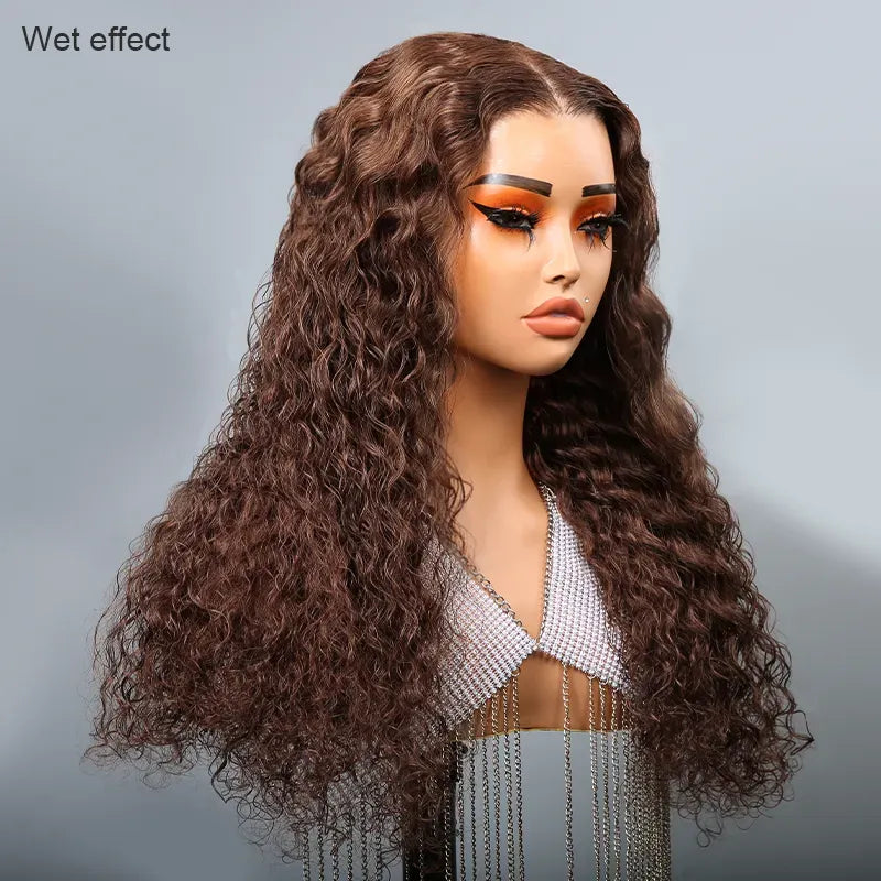 Shine Hair 9x6 Glueless Pre-All Chocolate Brown Curly Wave Wig