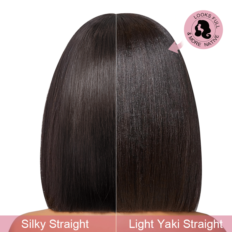 Shine Hair 9x6 Glueless Yaki Straight Layered cut Wear Go For Beginners Bob Wig