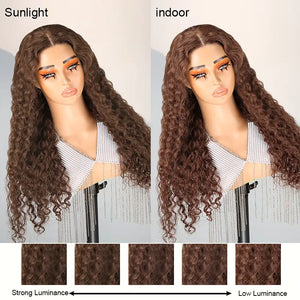 Shine Hair 9x6 Glueless Pre-All Chocolate Brown Curly Wave Wig