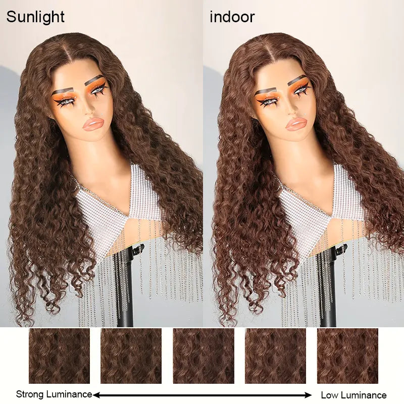 Shine Hair 9x6 Glueless Pre-All Chocolate Brown Curly Wave Wig