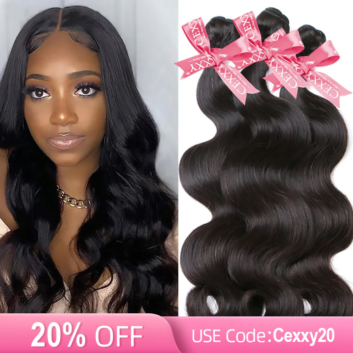 CEXXY Popular Series Transparent 4*4 Closure + 10A Brazilian Virgin Hair Body Wave 3 Bundles