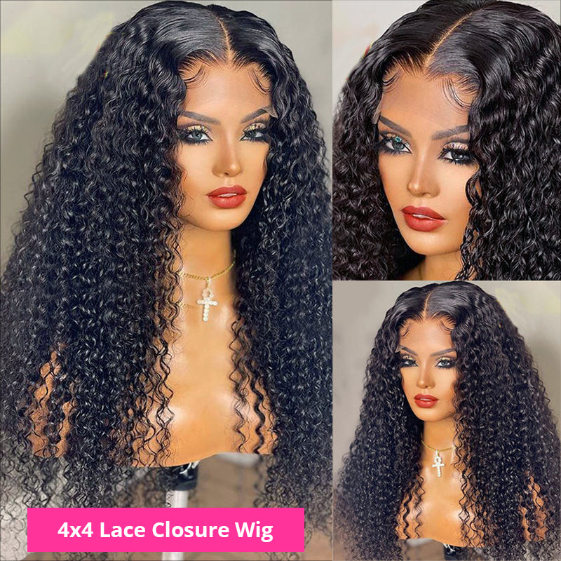 5x5 Glueless Wig Wear Go Brazilian Curly Deep Wave Human Hair