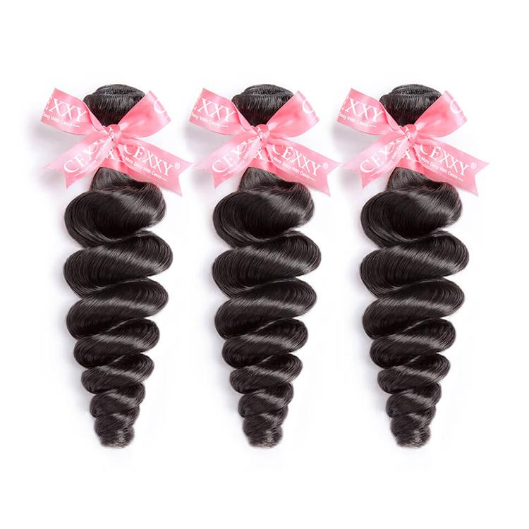 CEXXY Popular Series Transparent 4*4 Closure + 10A Brazilian Virgin Hair Loose Wave 3 Bundles