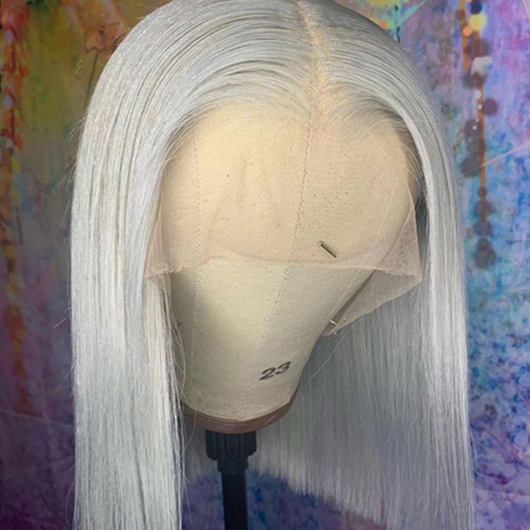 Grey Colored Hair Short Bob Wig  Human Hair Wigs Pre-Plucked Hairline