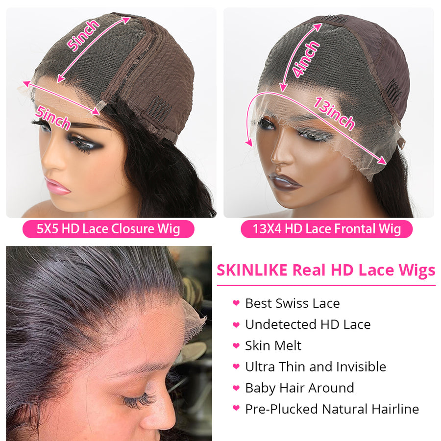 HD Lace 5x5 Closure Wigs Loose Wave Brazilian Virgin Hair