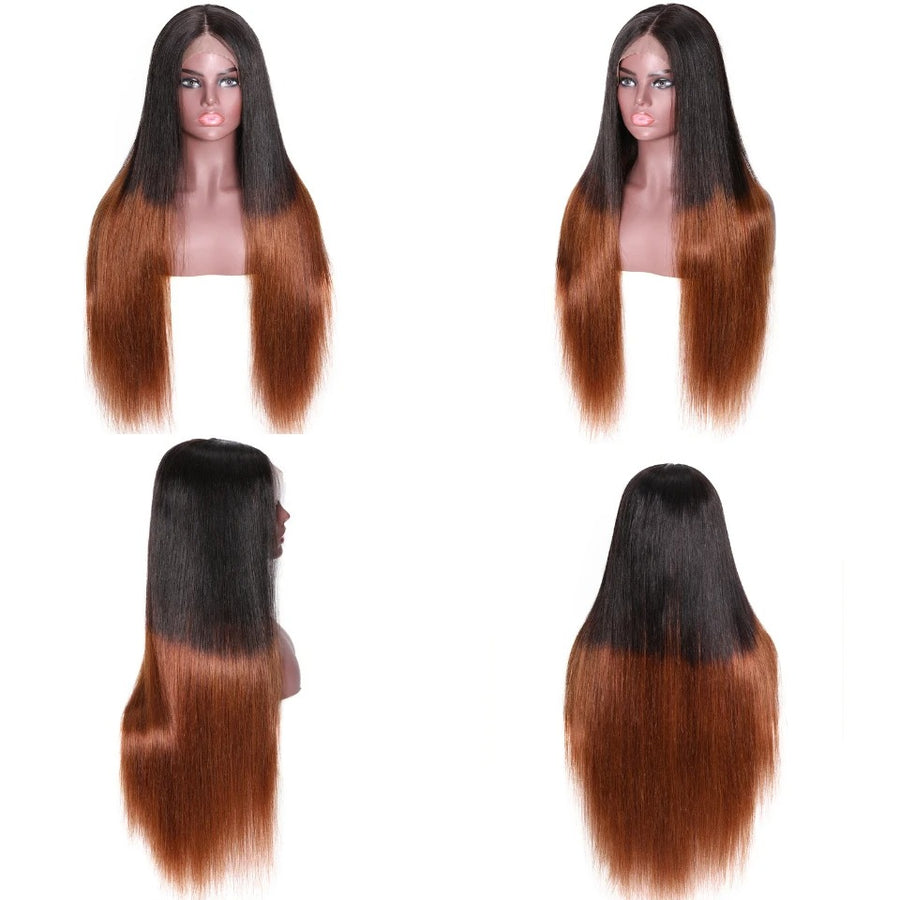 T1B4 Color Straight 13x4 Lace Front Wigs With Pre-plucked Hairline